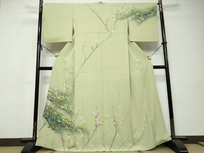平和屋着物●本加賀友禅作家　魚津誠　訪問着　枝梅文　暈し染め　三越扱い　正絹　逸品　DABI9498ud