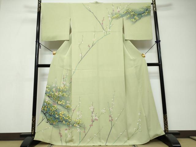 平和屋着物●本加賀友禅作家　魚津誠　訪問着　枝梅文　暈し染め　三越扱い　正絹　逸品　DABI9498ud