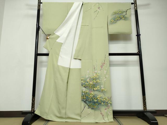 平和屋着物●本加賀友禅作家　魚津誠　訪問着　枝梅文　暈し染め　三越扱い　正絹　逸品　DABI9498ud