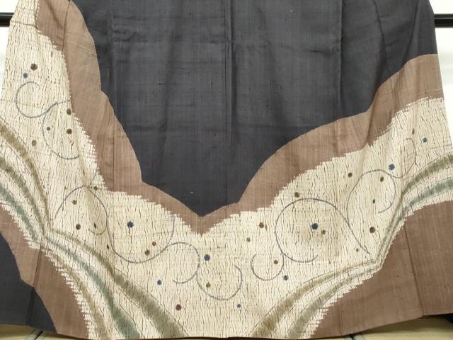 平和屋着物●訪問着　紬地　杢目絞り　抽象文様　正絹　逸品　DABI9506ud