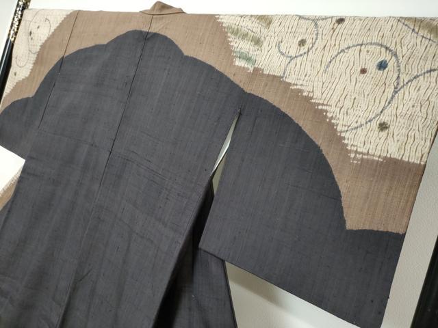 平和屋着物●訪問着　紬地　杢目絞り　抽象文様　正絹　逸品　DABI9506ud