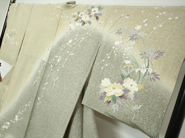 平和屋着物●訪問着　友禅　草花文　暈し染め　正絹　逸品　DABI9508ud