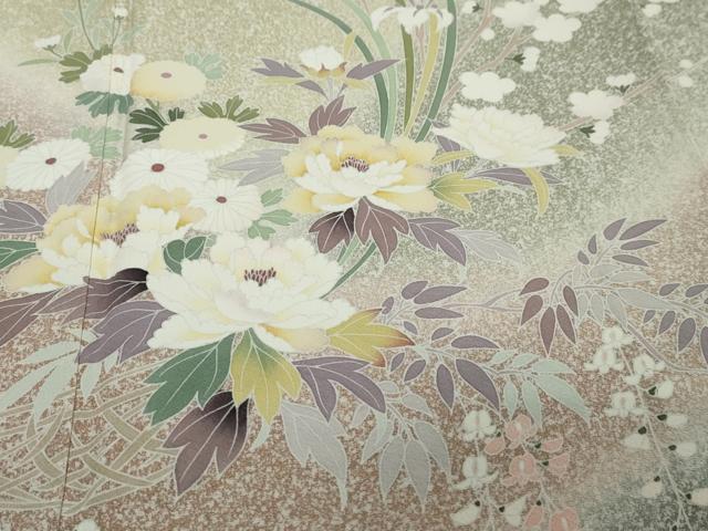 平和屋着物●訪問着　友禅　草花文　暈し染め　正絹　逸品　DABI9508ud