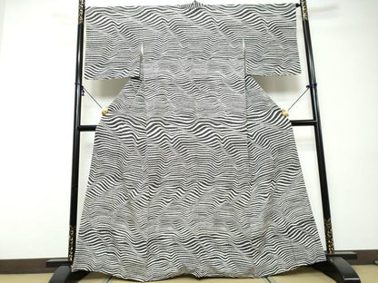 平和屋着物●訪問着　変わり横段文　正絹　逸品　DABI9510ud