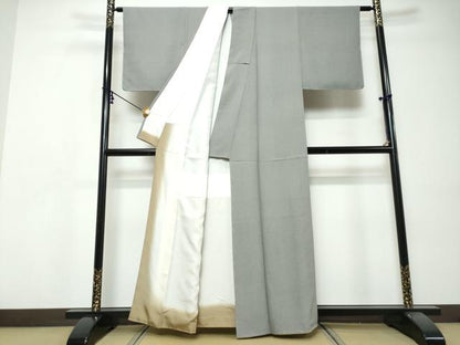 平和屋着物●江戸小紋　彫士：住田双光　染士：西宮伊智郎　万筋　黒色×素鼠色　正絹　逸品　DABI9512ud