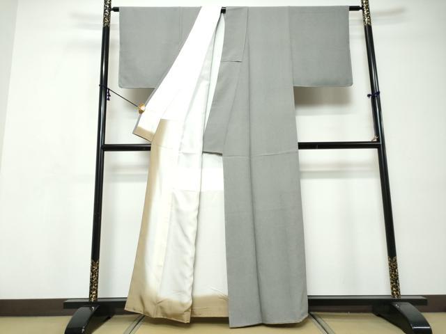 平和屋着物●江戸小紋　彫士：住田双光　染士：西宮伊智郎　万筋　黒色×素鼠色　正絹　逸品　DABI9512ud
