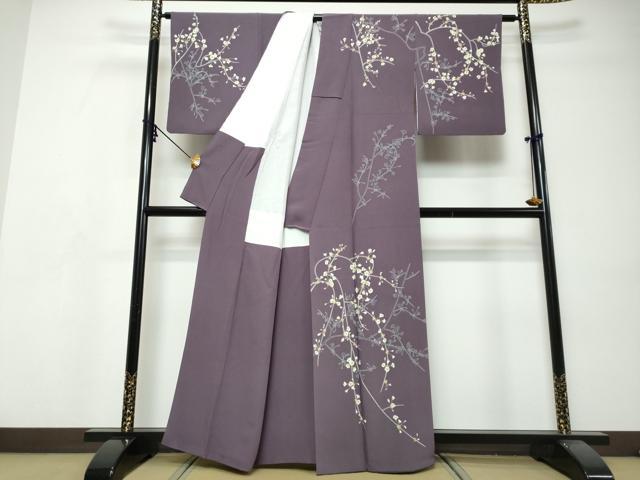 平和屋着物●本加賀友禅作家　由水煌人　訪問着　枝花文　正絹　逸品　DABI9513ud
