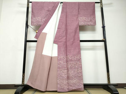 平和屋着物●伝統工芸士　佐藤新次郎訪問着　紬地　稲穂　正絹　逸品　DABI9516ud