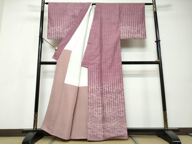 平和屋着物●伝統工芸士　佐藤新次郎訪問着　紬地　稲穂　正絹　逸品　DABI9516ud