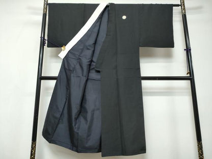 平和屋着物●男性　黒紋付　正絹　逸品　DABI9518ud