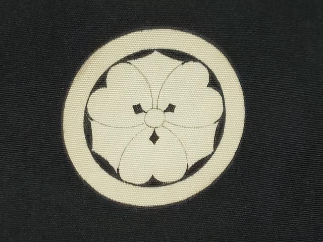平和屋着物●男性　黒紋付　正絹　逸品　DABI9518ud