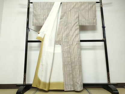 平和屋着物●本場結城紬　重要無形文化財　80亀甲　吉祥文　正絹　逸品　DABI9519ud