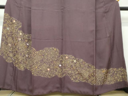 平和屋着物●訪問着　刺繍　道長草花文　金彩　高島屋扱い　正絹　逸品　DABI9521ud