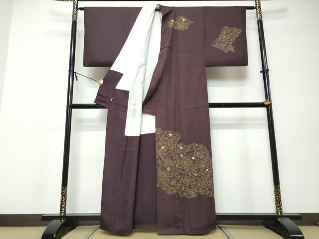 平和屋着物●訪問着　刺繍　道長草花文　金彩　高島屋扱い　正絹　逸品　DABI9521ud