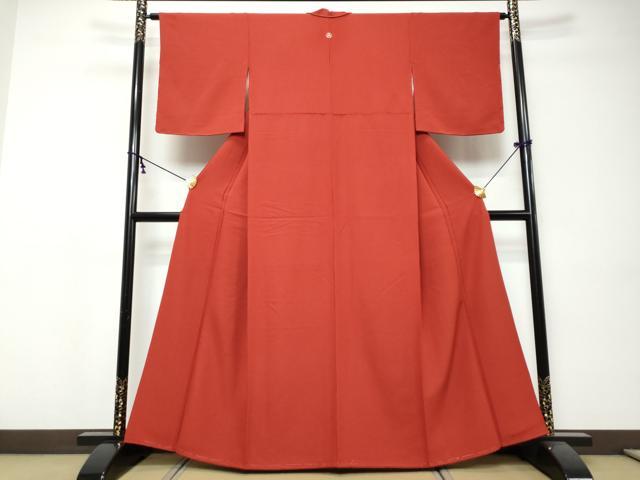 平和屋着物●上質な色無地　紅赤色　正絹　逸品　DABI9522ud