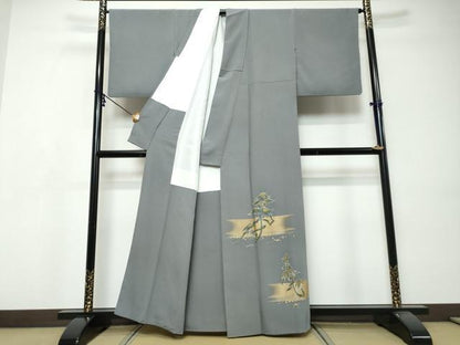 平和屋着物●京友禅作家　山科春宣　色留袖　草花文　金彩　正絹　逸品　DABI9523ud