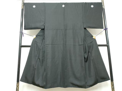 平和屋着物●男性　黒紋付　正絹　逸品　DABI9524ud