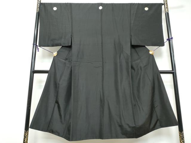 平和屋着物●男性　黒紋付　長羽織セット　正絹　逸品　DABI9528ud