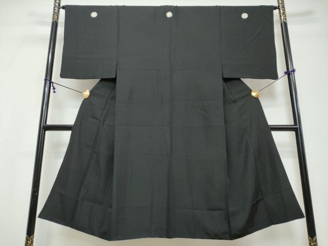 平和屋着物●男性　黒紋付　長羽織セット　羽裏：風景文　正絹　逸品　未使用　DABI9530ud