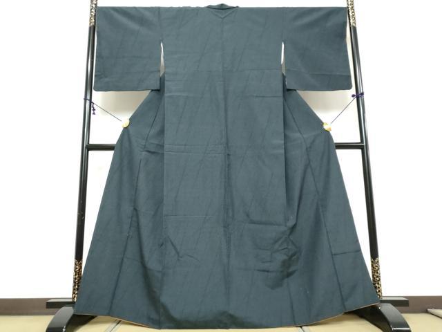 平和屋着物●本塩沢　110亀甲　変わり縞　正絹　逸品　DABI9536ud
