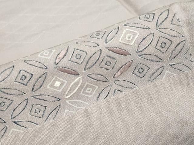 平和屋着物▼上質な小紋　刺繍　地紋起こし　横段吉祥文　正絹　逸品　DABI9538ud