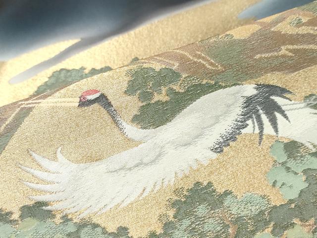 平和屋着物●豪華黒留袖　寿光織　飛鶴文　暈し染め　金糸　正絹　逸品　DABI9539ud