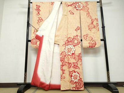 平和屋着物●豪華振袖　総絞り　草花文　正絹　逸品　DABI9540ud