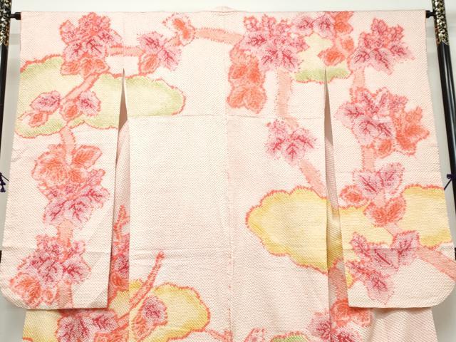 平和屋着物●豪華振袖　総絞り　枝花文　正絹　逸品　DABI9542ud