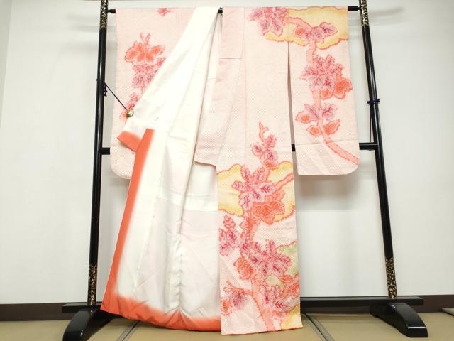 平和屋着物●豪華振袖　総絞り　枝花文　正絹　逸品　DABI9542ud
