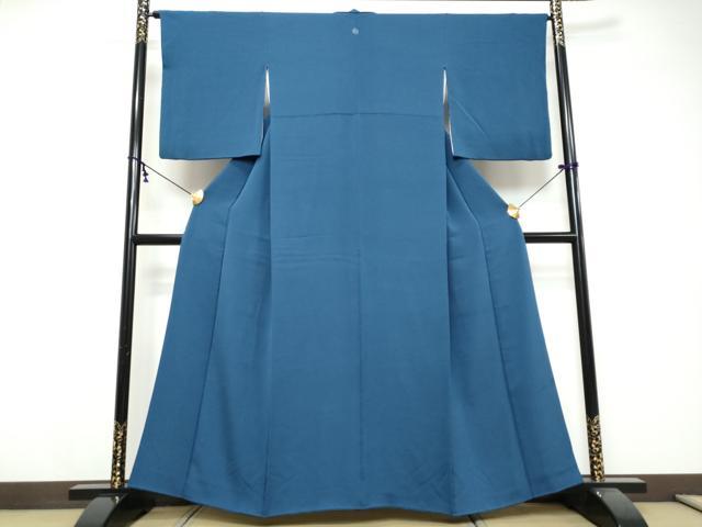 平和屋着物●上質な色無地　青藍色　正絹　逸品　DABI9546ud