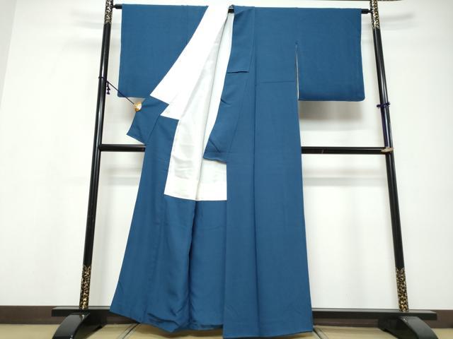 平和屋着物●上質な色無地　青藍色　正絹　逸品　DABI9546ud