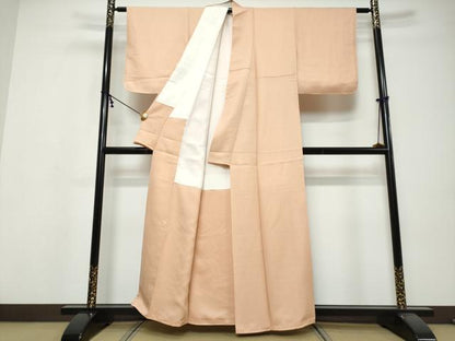 平和屋着物●上質な色無地　紋意匠　洗柿色　正絹　逸品　未使用　DABI9548ud