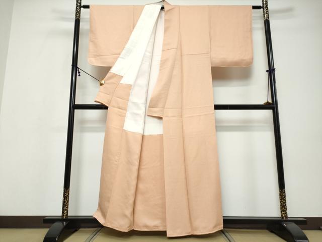 平和屋着物●上質な色無地　紋意匠　洗柿色　正絹　逸品　未使用　DABI9548ud