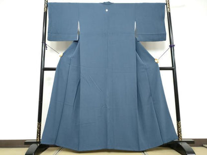 平和屋着物●上質な色無地　深縹色　正絹　逸品　DABI9557ud