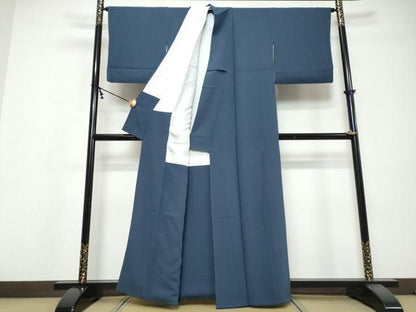平和屋着物●上質な色無地　深縹色　正絹　逸品　DABI9557ud