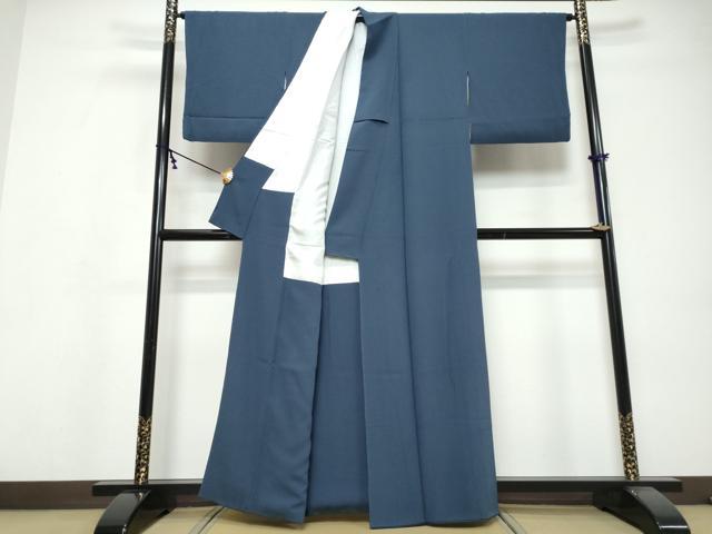 平和屋着物●上質な色無地　深縹色　正絹　逸品　DABI9557ud