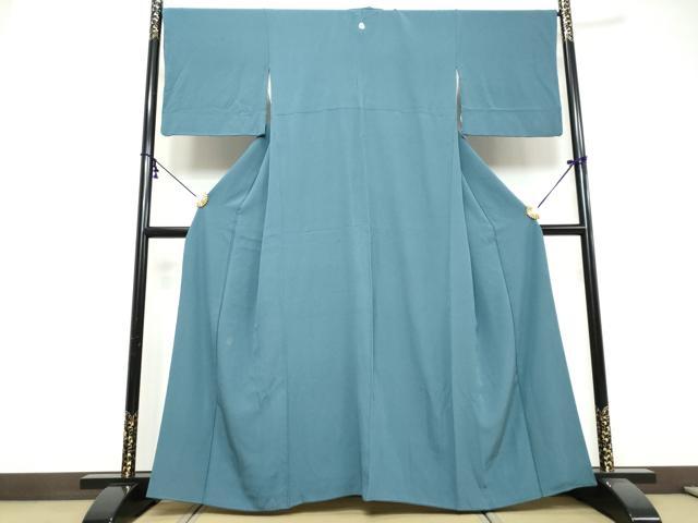 平和屋着物●上質な色無地　藍色　正絹　逸品　DABI9560ud