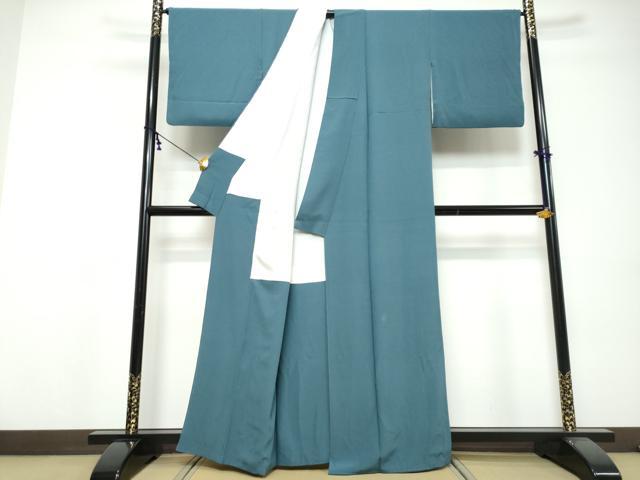 平和屋着物●上質な色無地　藍色　正絹　逸品　DABI9560ud