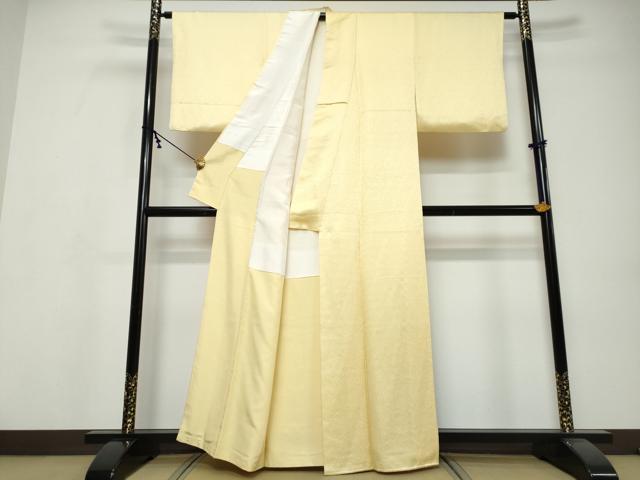 平和屋着物●上質な色無地　草花地紋　蜂蜜色　正絹　逸品　DABI9561ud
