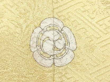 平和屋着物●上質な色無地　草花地紋　蜂蜜色　正絹　逸品　DABI9561ud