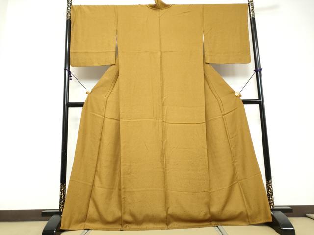 平和屋着物●上質な色無地　霞地紋　桑茶色　正絹　逸品　DABI9562ud