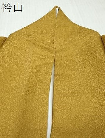 平和屋着物●上質な色無地　草花地紋　黄橡色　正絹　逸品　DABI9563ud