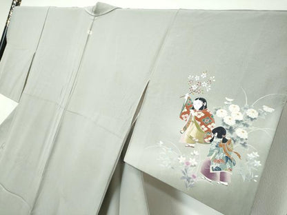 平和屋着物●訪問着　童子遊び　無落款　正絹　逸品　DABI9564ud