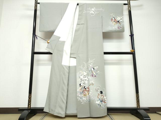平和屋着物●訪問着　童子遊び　無落款　正絹　逸品　DABI9564ud