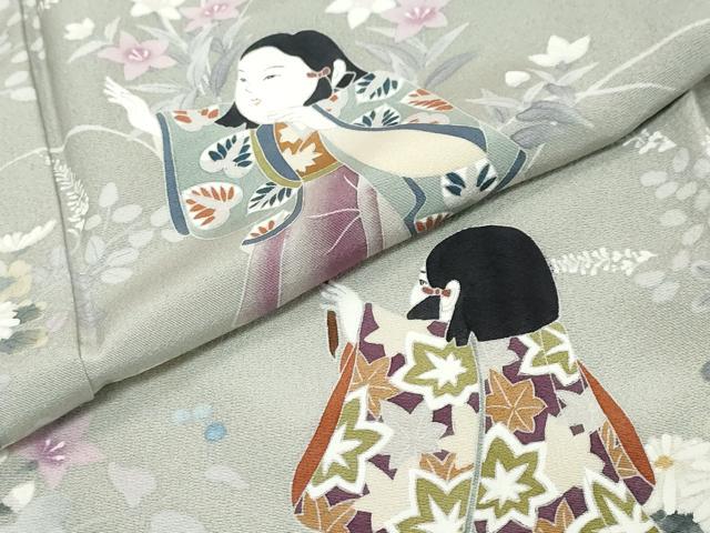平和屋着物●訪問着　童子遊び　無落款　正絹　逸品　DABI9564ud