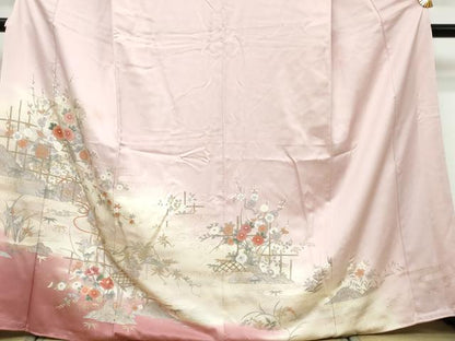 平和屋着物●訪問着　草花文　暈し染め　金彩　正絹　逸品　DABI9565ud