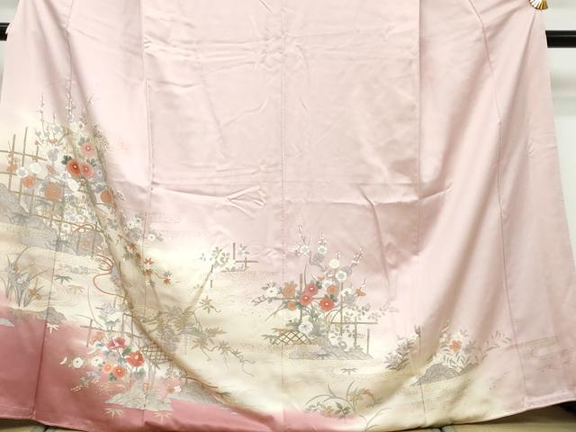 平和屋着物●訪問着　草花文　暈し染め　金彩　正絹　逸品　DABI9565ud