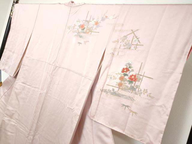 平和屋着物●訪問着　草花文　暈し染め　金彩　正絹　逸品　DABI9565ud