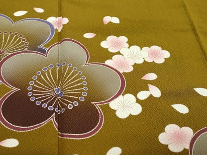 平和屋着物●色留訪問着　舞梅文　金銀彩　正絹　逸品　DABI9566ud