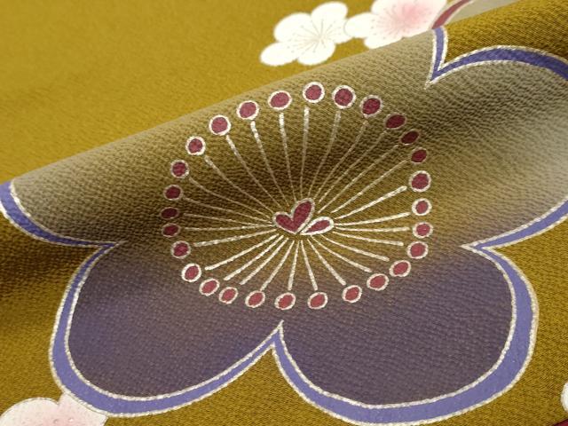 平和屋着物●色留訪問着　舞梅文　金銀彩　正絹　逸品　DABI9566ud